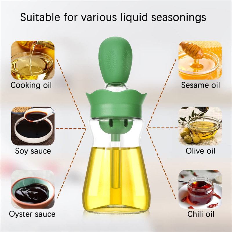 Olive Oil Dispenser Bottle Silicone Dropper Measuring Oil Dispenser Bottle for Kitchen Cooking