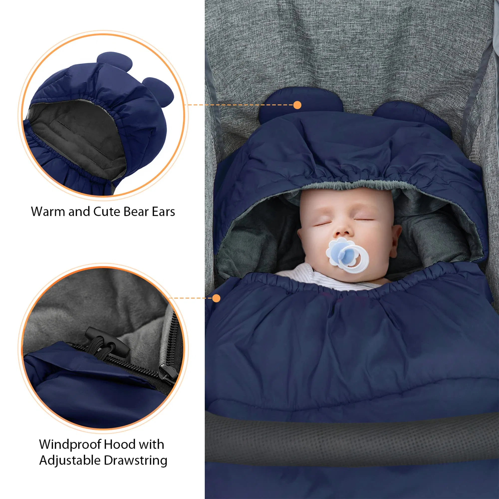 Hot Sale Infant Winter Baby Sleeping Stroller Footmuff Waterproof Warm Bunting Bag