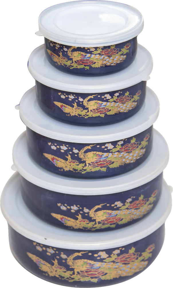 Enamel Mixing Bowls with Plastic Lid/Storage Bowl