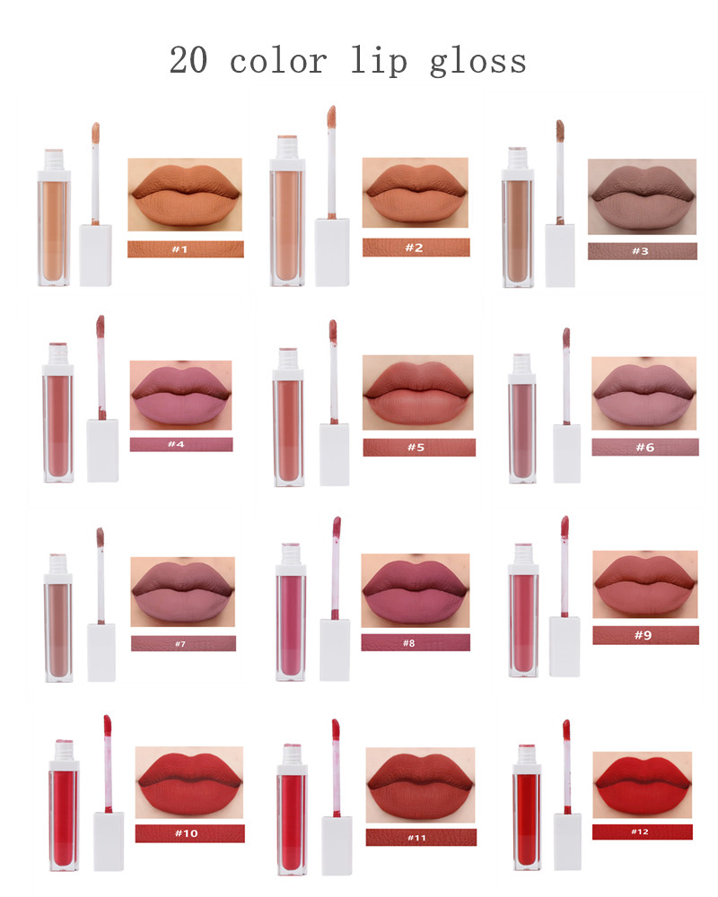 Long Lasting Custom Logo Waterproof 20 Colors Matte Square Tube Lipstick Wholesale Low MOQ Private Label Lip Gloss Stick