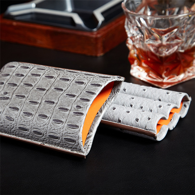 Ea455 Luxury Men Portable Cigar Travel Case Microfiber Factory Price Storage 3 PU Leather Cases