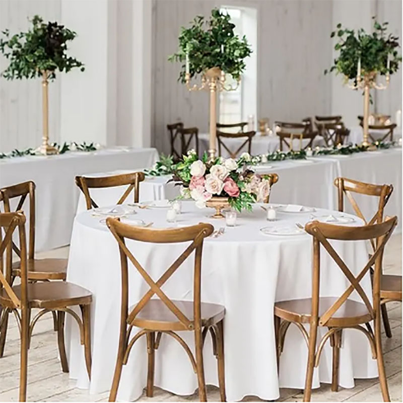 White Satin Round Mariage Wedding Tablecloth Waterproof Table Cover