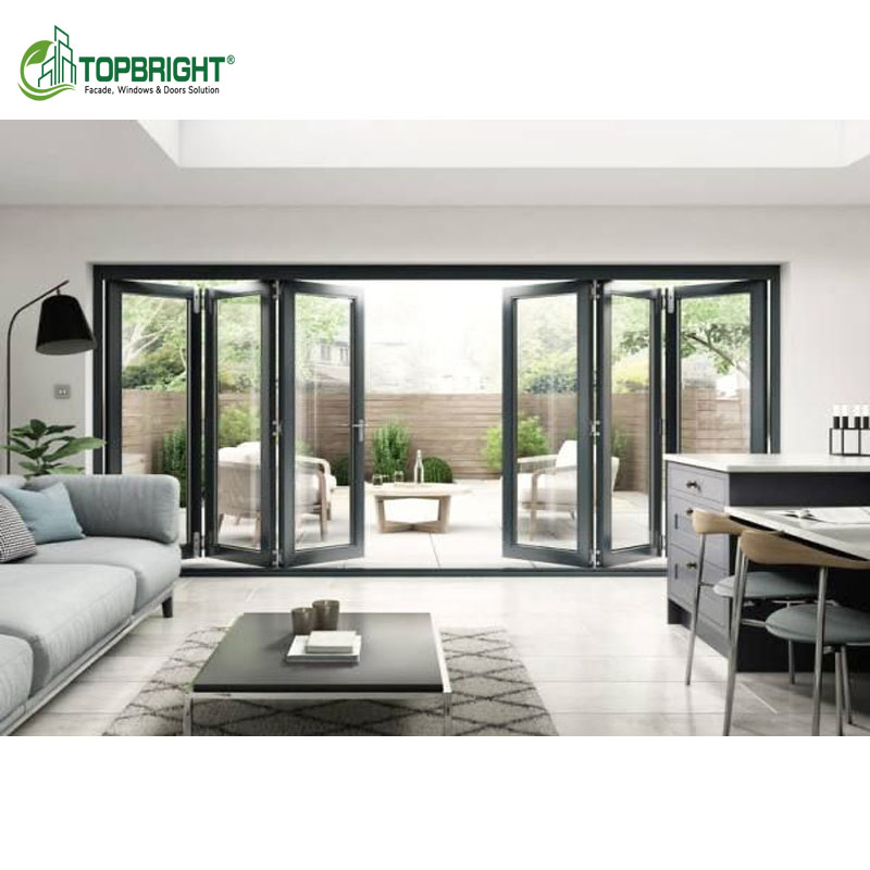 Bi-Fold Patio Hurricane Impact Aluminum Folding Doors Exterior Shatterproof Glass Louvered Sliding Folding Door
