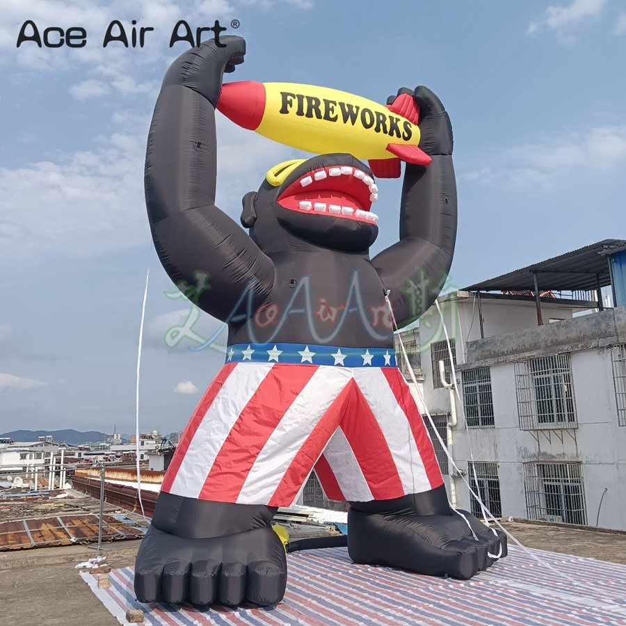 Inflatable Fireworks Gorilla Cartoon King Kong with Rocket or Car for Advertising or Decoration