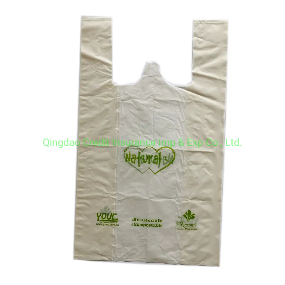 Corn Starch Made Custom Printed Biodegradable Vest Shopping Bag for Grocey Compostable T-Shirt Bag