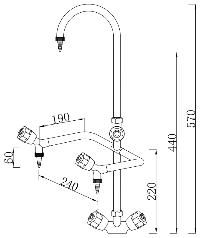 Лабораторный кран смеситель с лезвийным рычагом