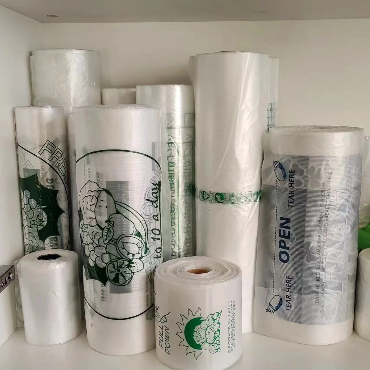 Clear Plastic Fruit Vegetable Packaging Supermarket Printing Flat Bag on Roll