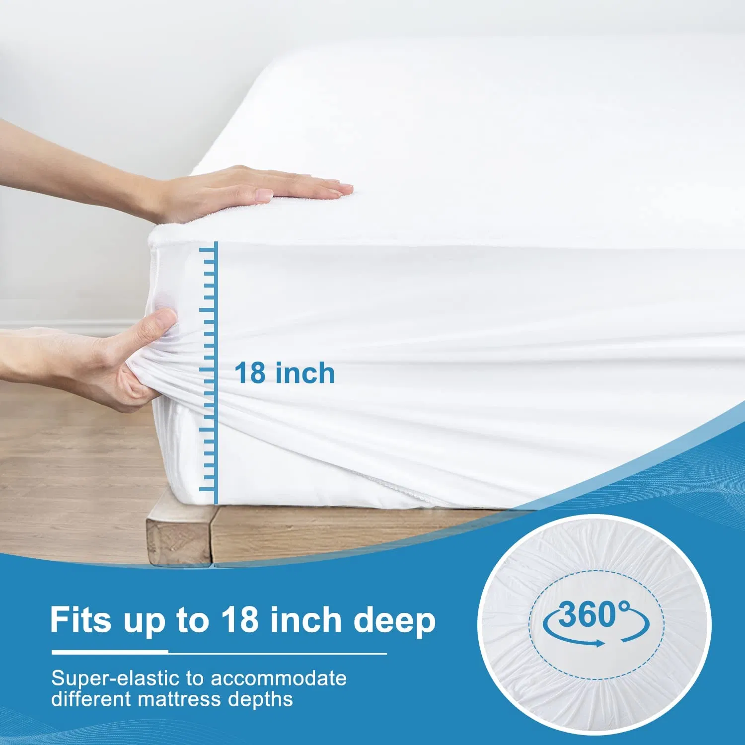 Mattress Protector Waterproof Mattress Cover Queen Size Bed Breathable Cooling Cotton Surface