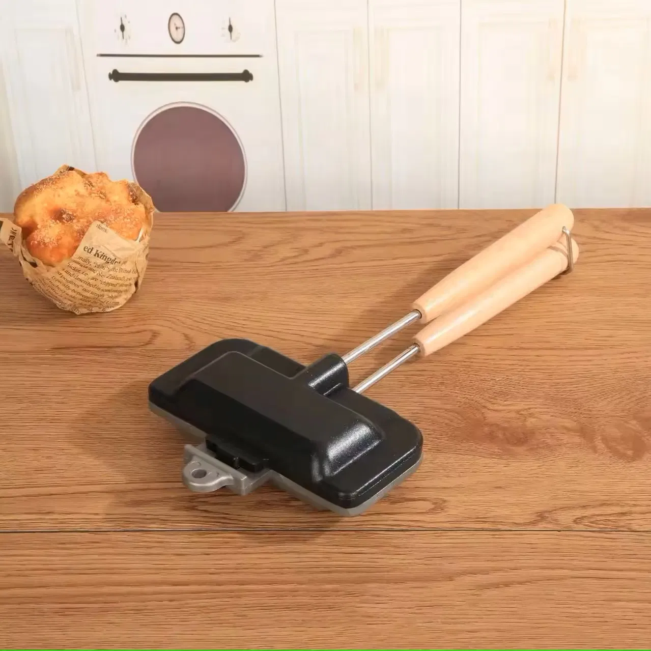 Double-Sided Sandwich Jaffle Non-Stick Foldable Grill Frying Pan for Bread Toast Breakfast Machine Pancake Maker