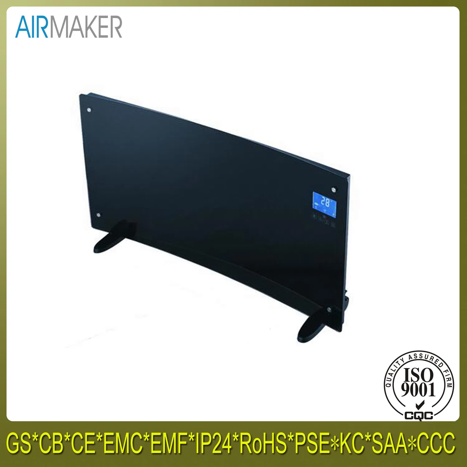 2400W Electrical Curved Portable Glass Panel Heater /Electrical Heater/Fan Heater with CE/CB/GS Approved