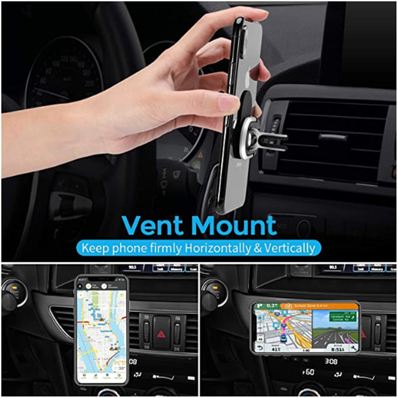 Cell Phone Ring Holder Stand 3 in 1 Universal Air Vent Car Phone Mount and Finger Grip Ring Kickstand 360° Rotation