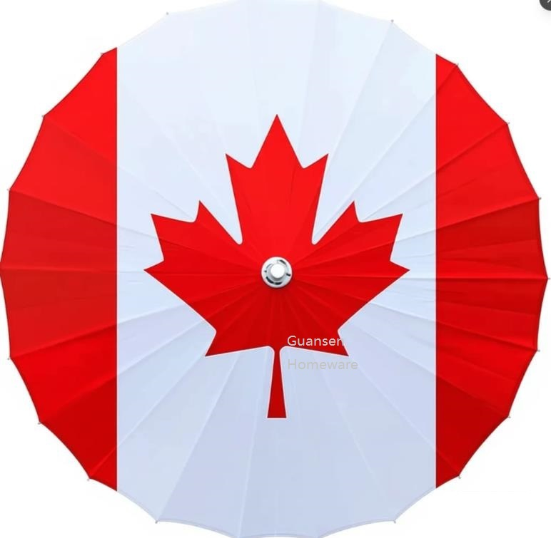 Зонт-трость с канадским флагом из масляной бумаги