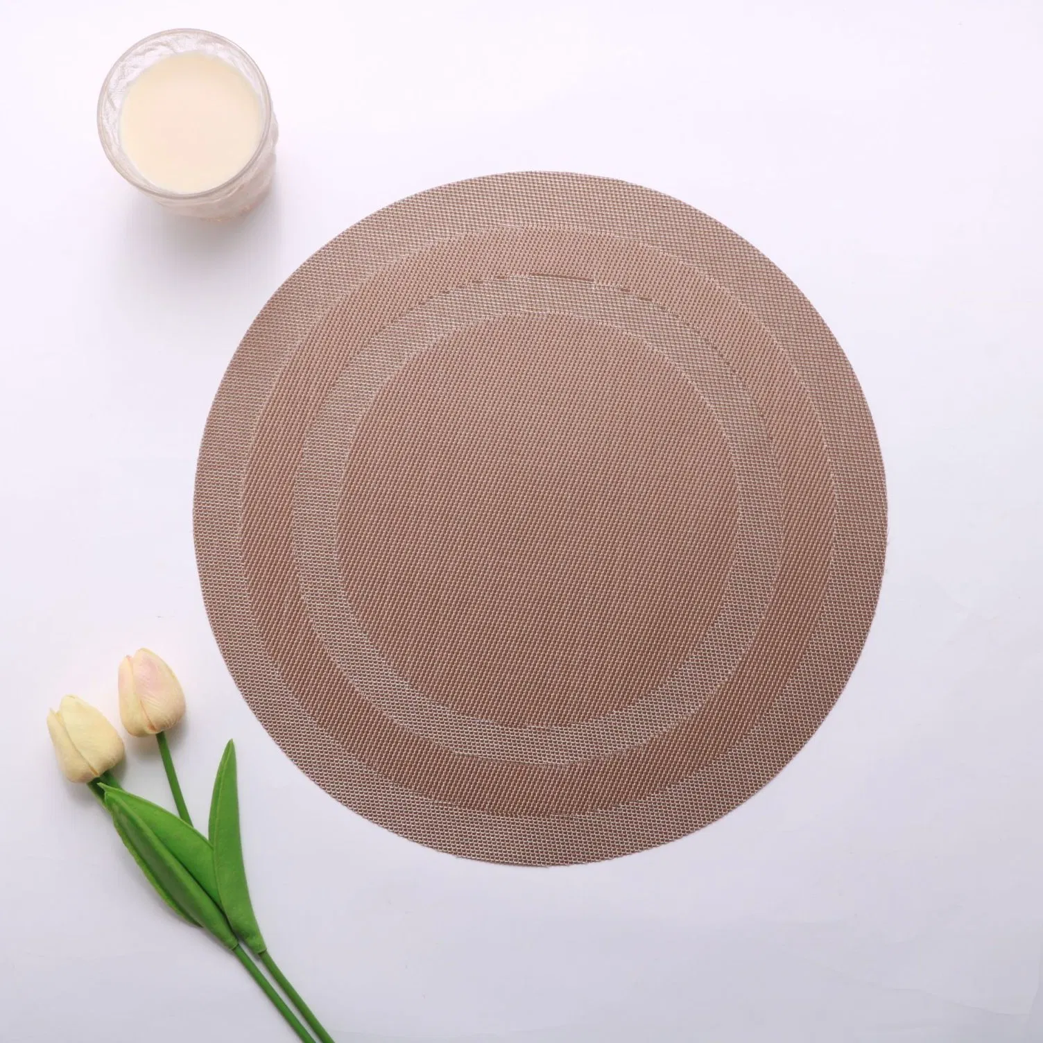 PVC Woven Heat Resistant Table Mat Vinyl Anti-Slip Oilproof Placemat for Dining