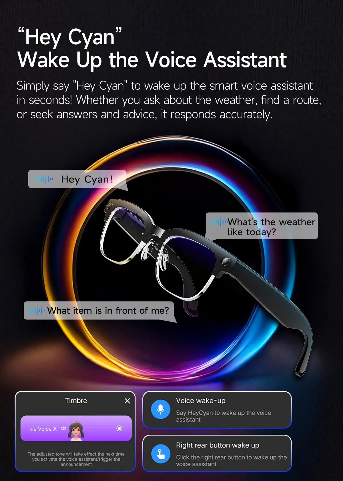 Timely Delivery Voice Assistant Color Changing Lense 8MP Smart Glasses Video for Business