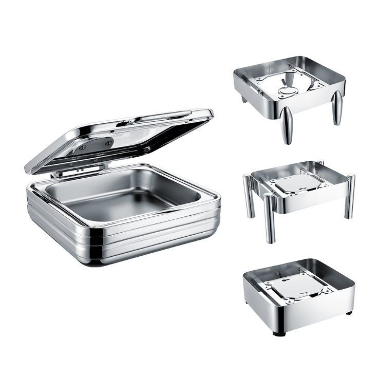 Factory Hotel Restaurant Glass Window Hydraulic Chafing Dish Fuel Food Warmer