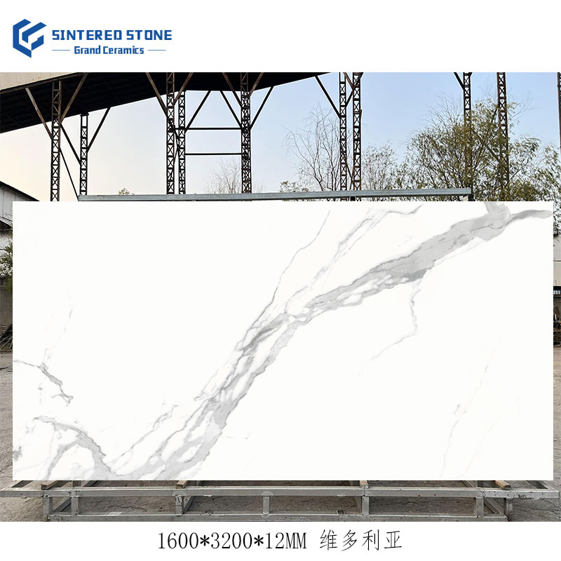 Factory Price 1600*3200*12mm White Sintered Stone Wall Panel for TV Background Decoration for Dining Living Room Outdoor Use