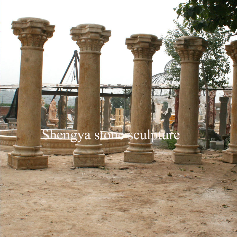 Sandstone Yellow Marble Pillar Column Natural Stone Statue Sculpture (SY-C007)