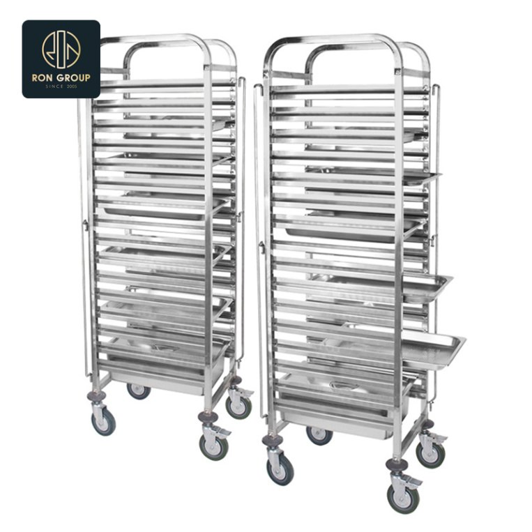 Stainless Steel Gn Pan Service Cart for Commercial Kitchens