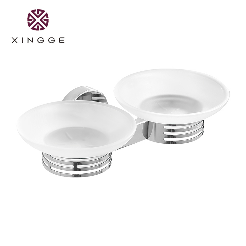 Modern Stainless Steel Soap Dish and Toothbrush Holder Set