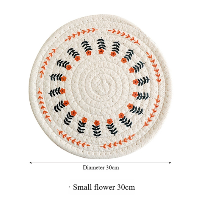 Nordic-Style Cotton and Linen Heat-Insulating Dining Placemat for Home Use