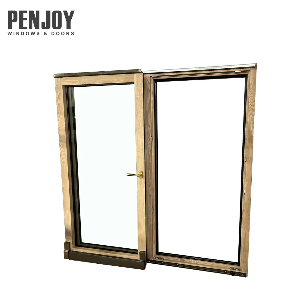 Penjoy New Design Timber Window Triple Pane Aluminum Wood Composite Frame Tilt and Sliding Window