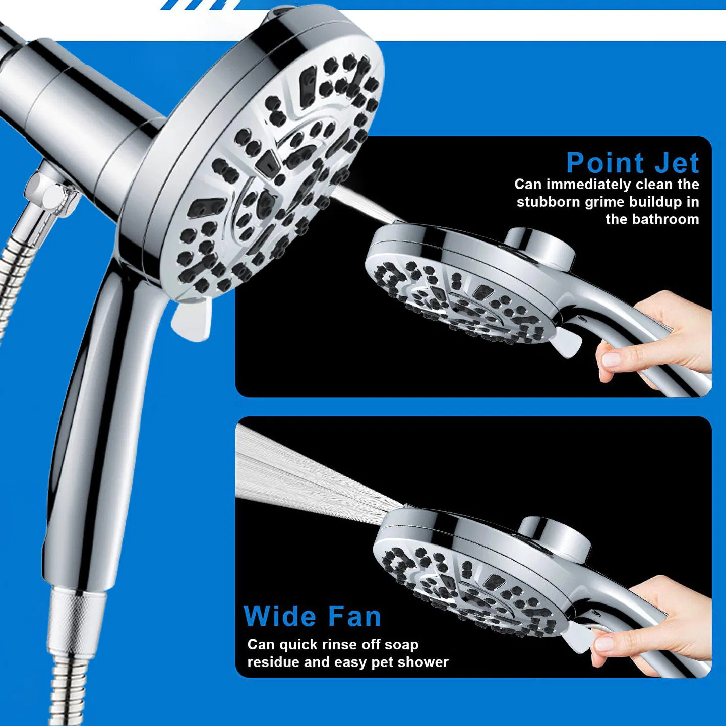 Professional-Grade Heavy-Duty Shower Combo Set, American Style Rain Shower System with Self-Cleaning Handheld Sprayer