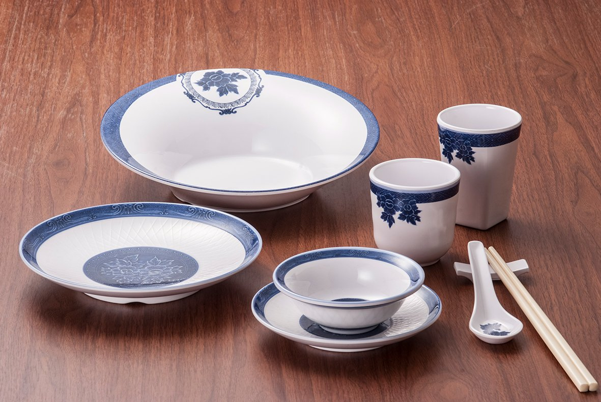 Кружка меламиновая с синим цветком для горячих и холодных напитков