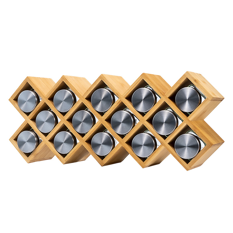 Бамбуковая полка для специй с банками