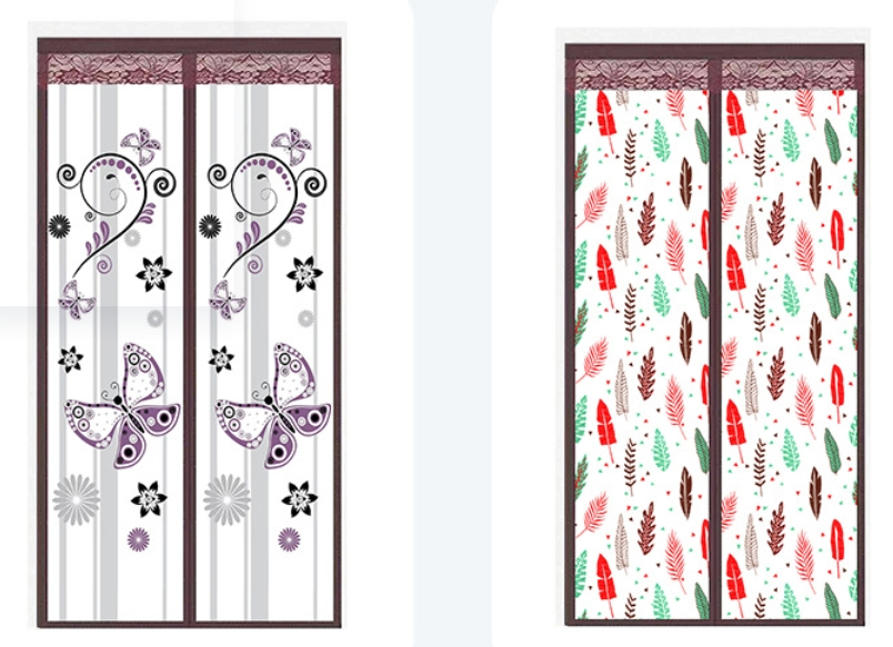 Magnetic Screen Door Curtain Self Sealing Door Screen Printed Insect Screen Door