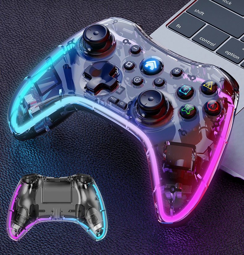 S30 9300 Wireless Controller Transparent LED Breathing Handle Gamepad Gaming Joystick Controller for Ns Switch/PC/Phone