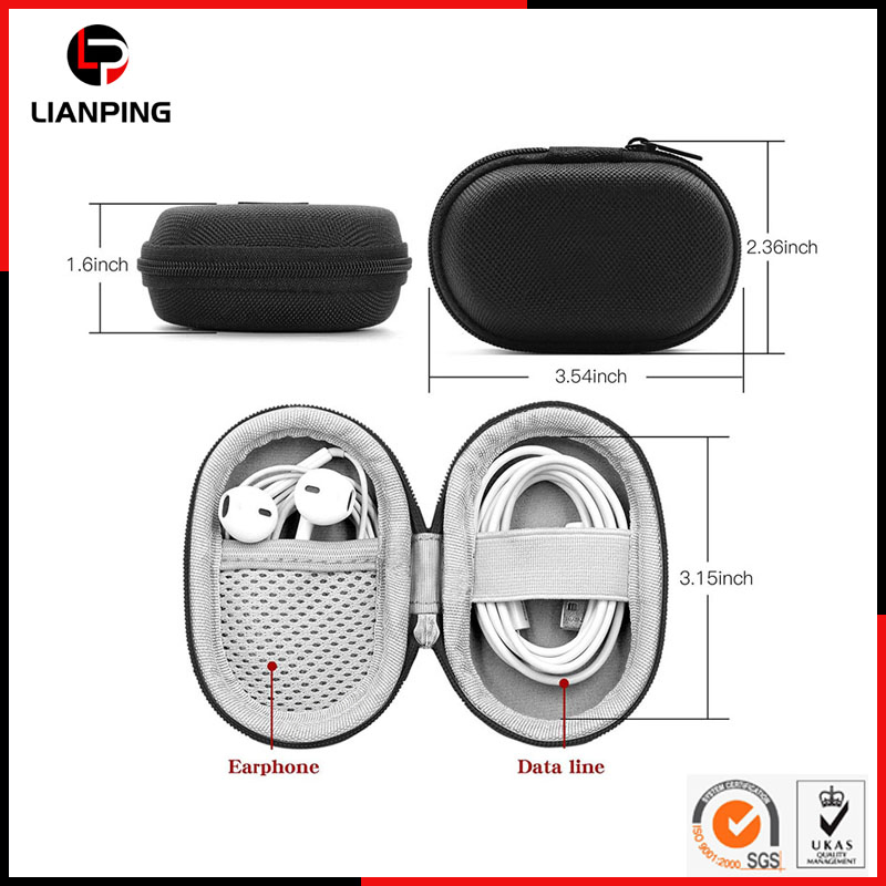 Portable Protective Shockproof Hard EVA Earphone Case with Mesh Pocket