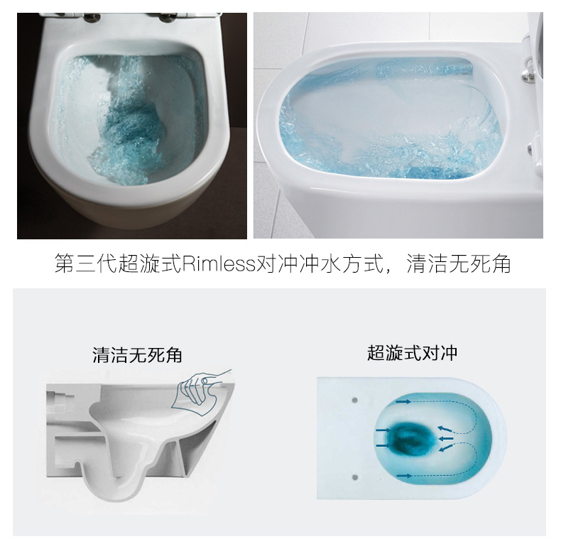 Wall-Mounted Concealed Cistern Elongated Toilet Bowl Dual-Flush Ceramic Wc with Seat Cover