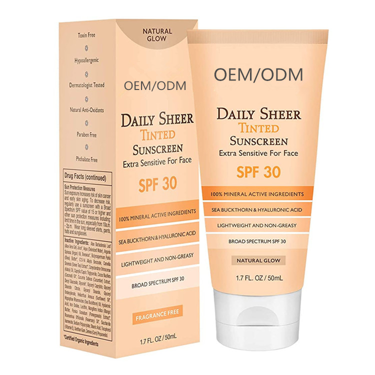 OEM/ODM Daily Sheer Moisturizing Mineral Tinted Sunscreen SPF 30