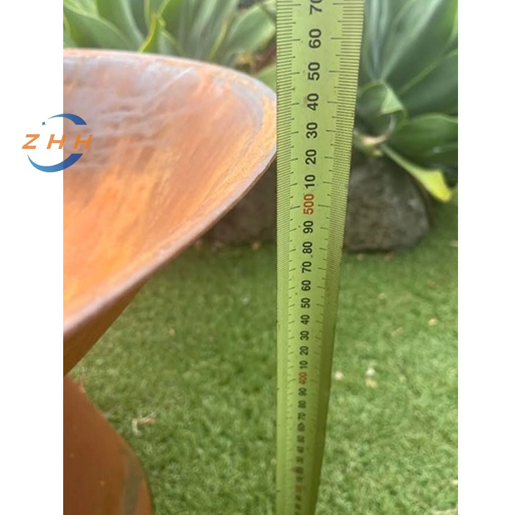 Corten Steel Outdoor Fire Pit with Round Base for Patio Garden Kitchen