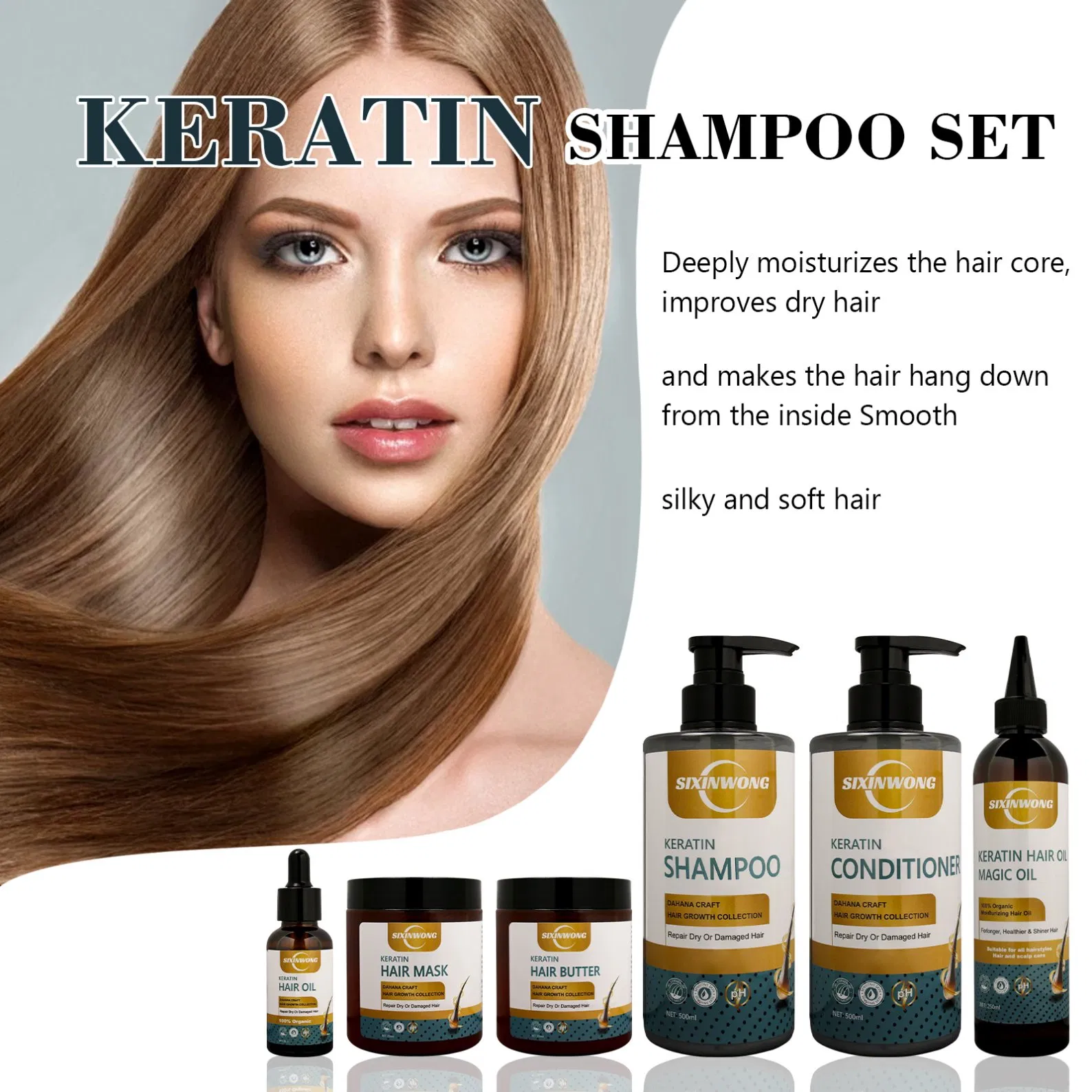 Beauty Cosmetics Set Damaged Dry Hair Nourishing Moisturizing Formula Keratin Shampoo Set