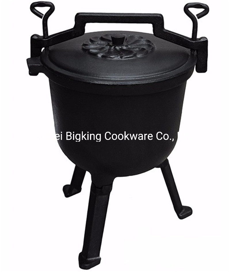 Cast Iron Camping Outdoor Pressure Cooker with 3 Legs
