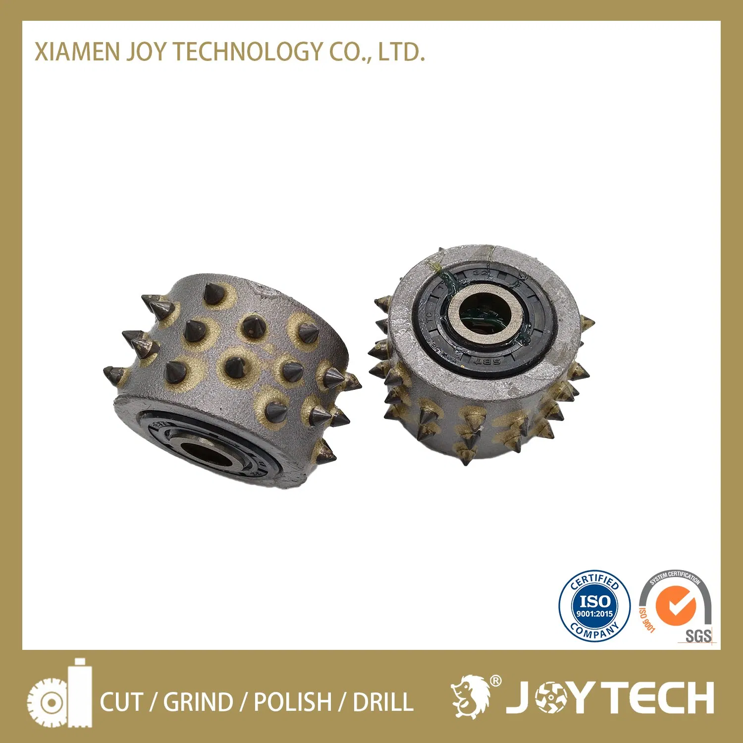 Joy Tech Diamond Cutting Tool Concrete Floor Grinding Wheel Abrasive Tooling Alloy Bush Hammer Roller with Support (JOY-BHR-AS)