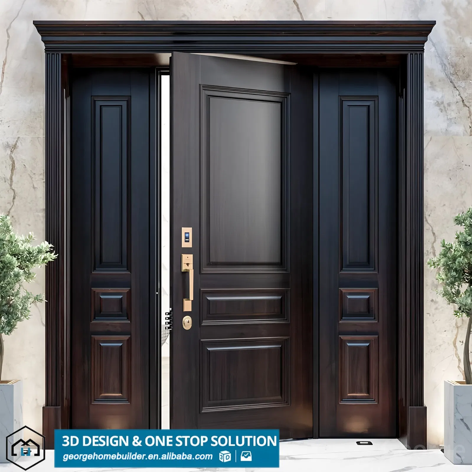 Hot Sale Heavy Duty Modern Solid Wood Entrance Door Lift Slide Design with Aluminum Alloy Material Finished Surface