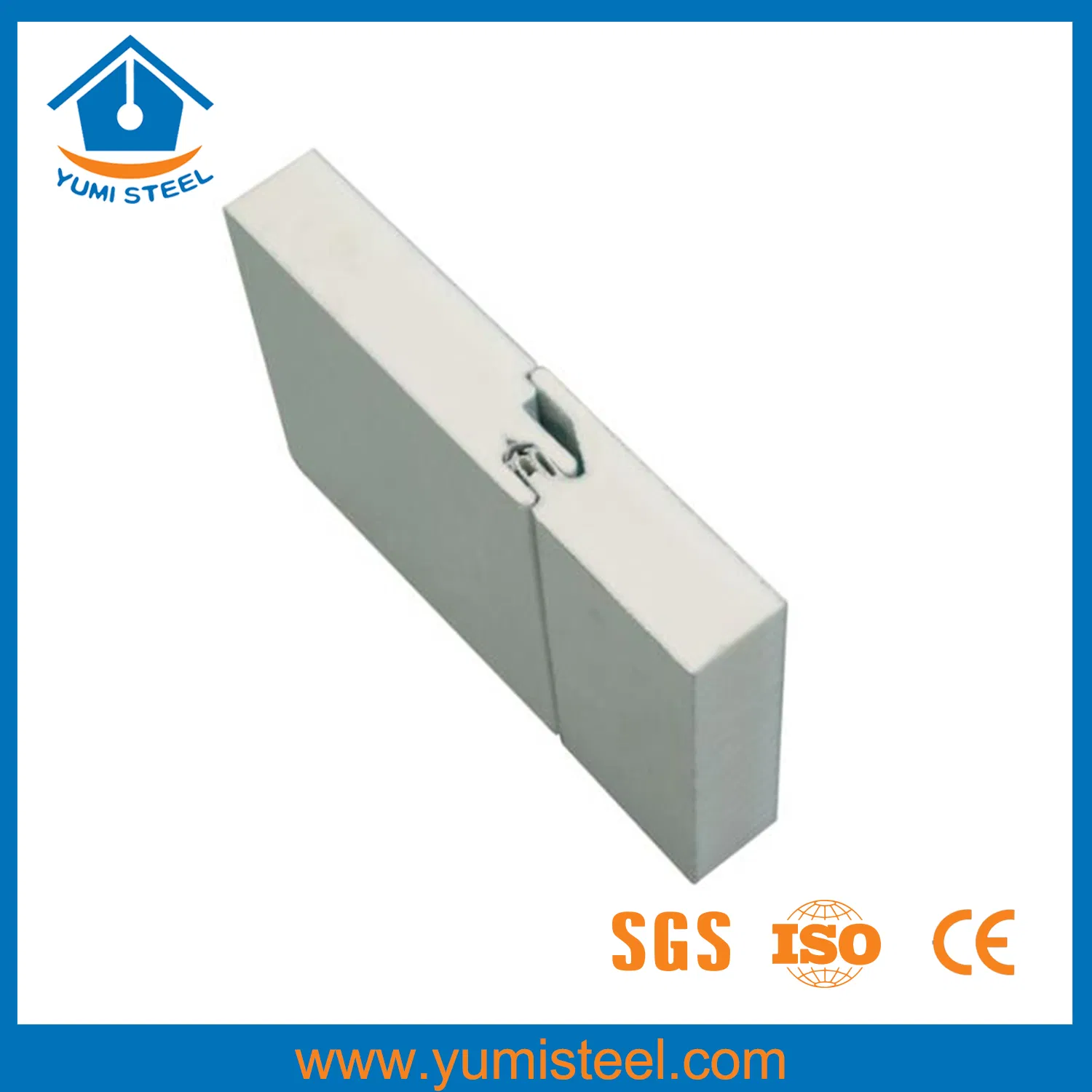 50mm Hidden Screw Joint PU Sandwich Wall Panel with Heat/Sound Insulation