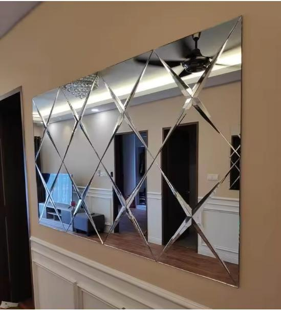 Background Decoration Glass Beveled Mirror Mosaic Tiles Mirror Wall