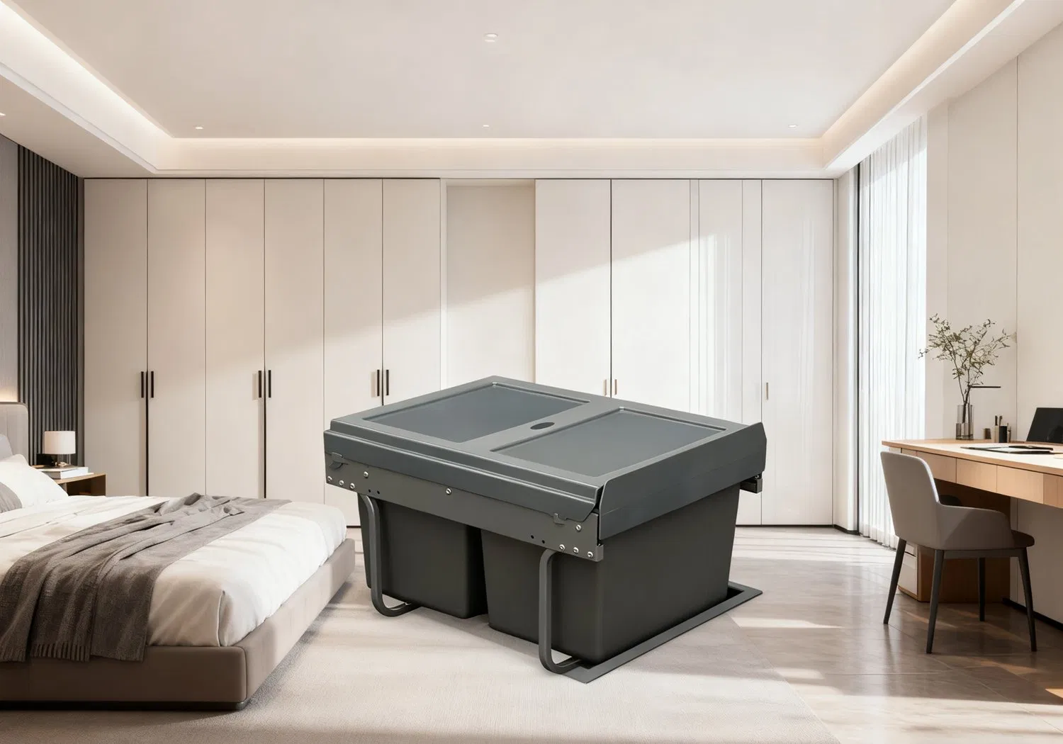 Встроенный выдвижной мусорный бак Tekey 2x15 л для кухни