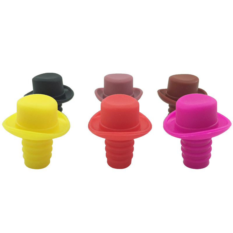 FDA Seal Beer Bottles Cowboy Hat Cap Cover Silicone Wine Bottle Stoppers