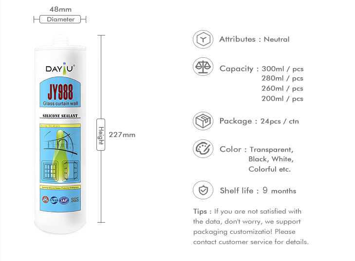 . Weather-Resistant Curtain Wall Silicone Sealant for Non-Structural Engineering Filling & Sealing