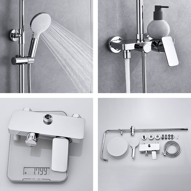 Factory Outlet Exposed Chrome Shower Column Bathroom Faucet Grifo Shower Set