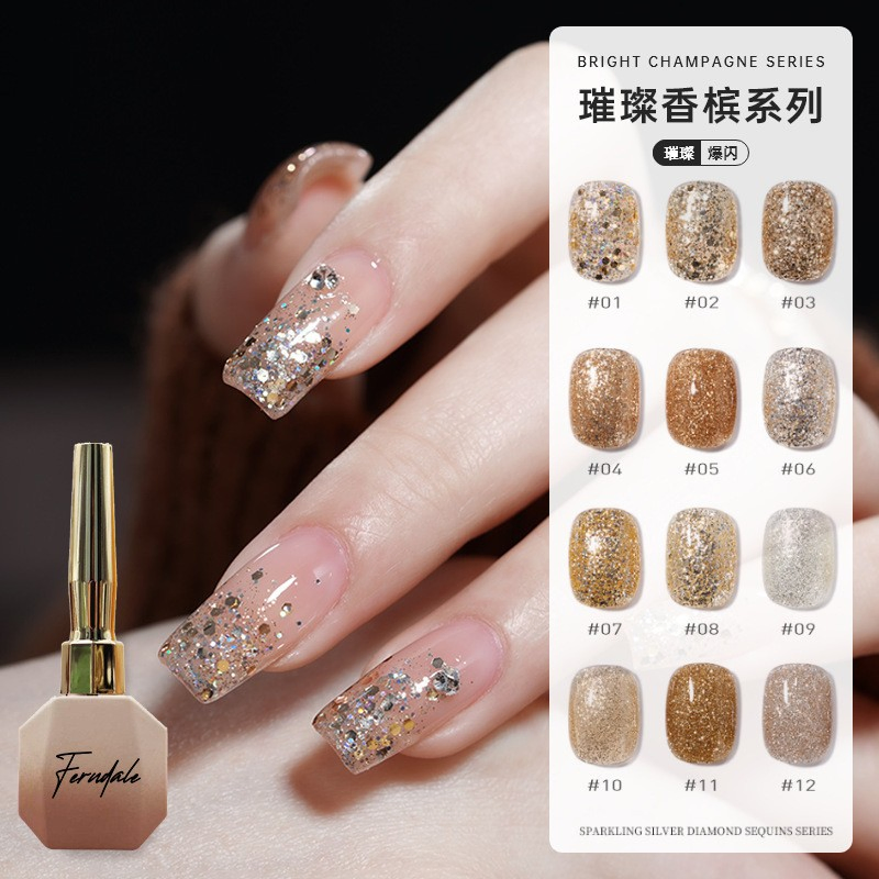Sparkling Flashing Bright Rhinestone Nail Gel Small Bottle Popular Color Gel Polish