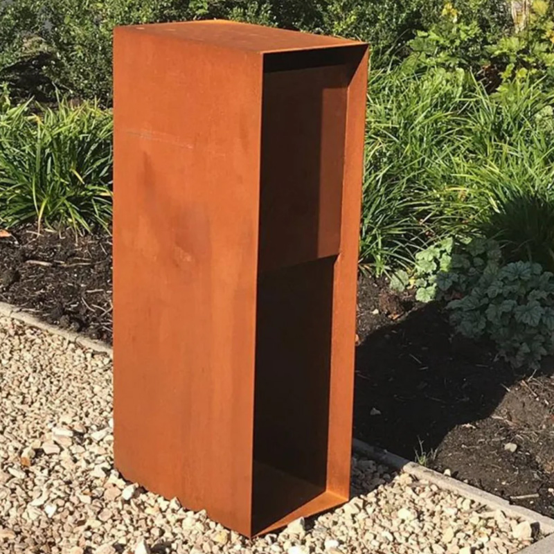 Corten Steel Letterbox Urban Design Rusty Metal Mailbox with Key Lock
