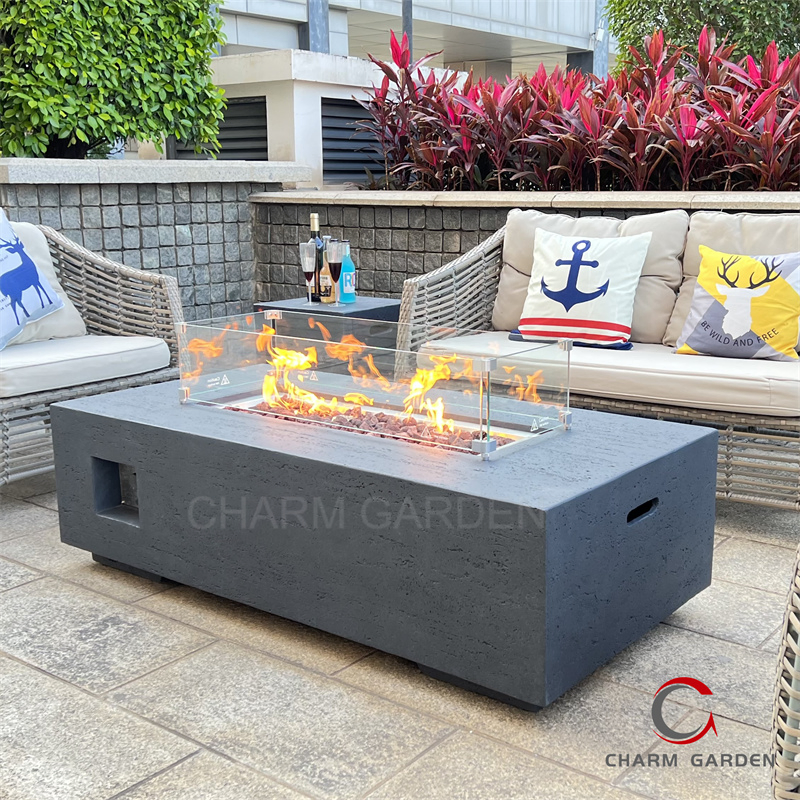 Hot Selling Barrel Shape Concrete Gas Firepit/ Outdoor Garden Fire Table