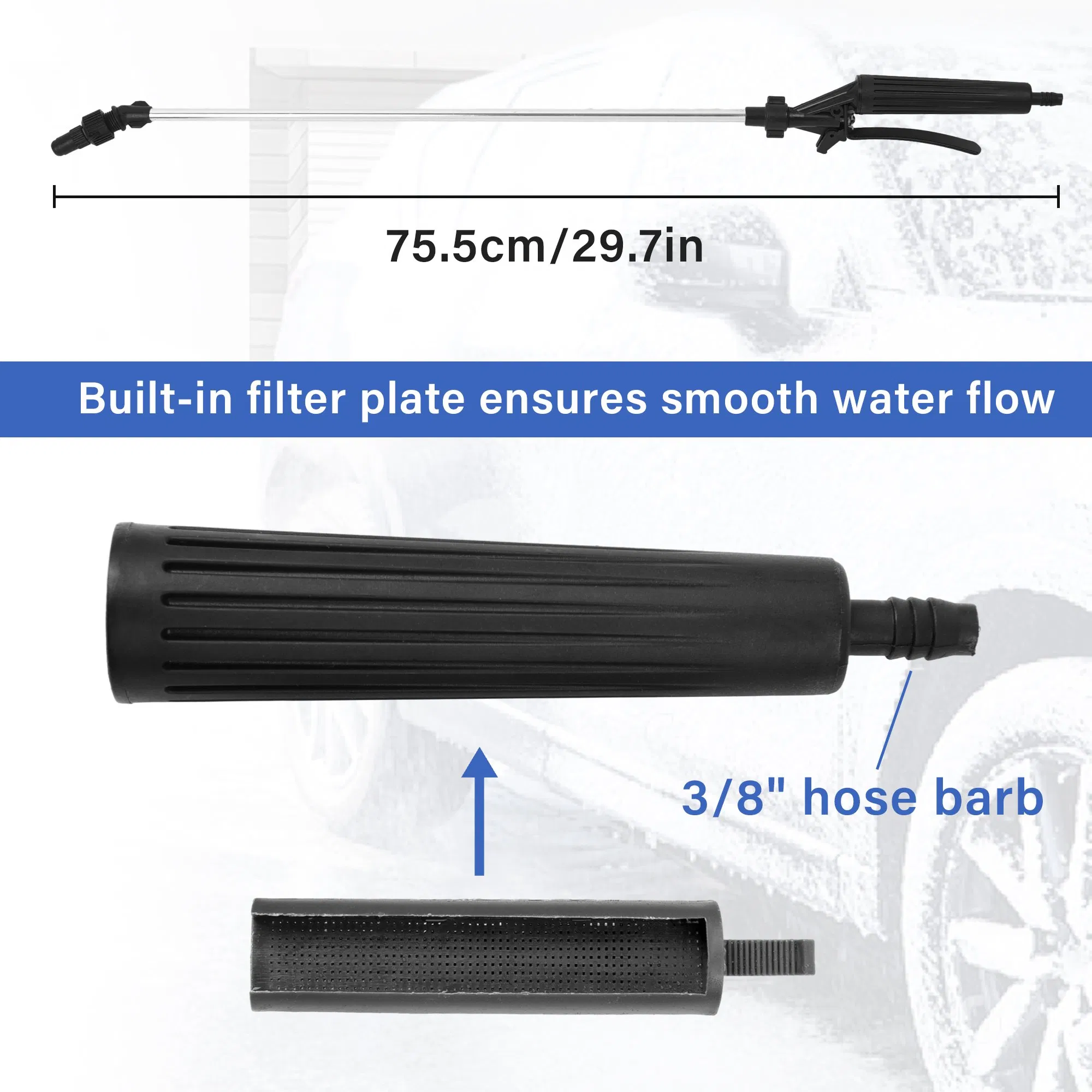 Water Pressure Adjustable with Rotary Valve Water Gun Sprayer Car Wash Irrigation