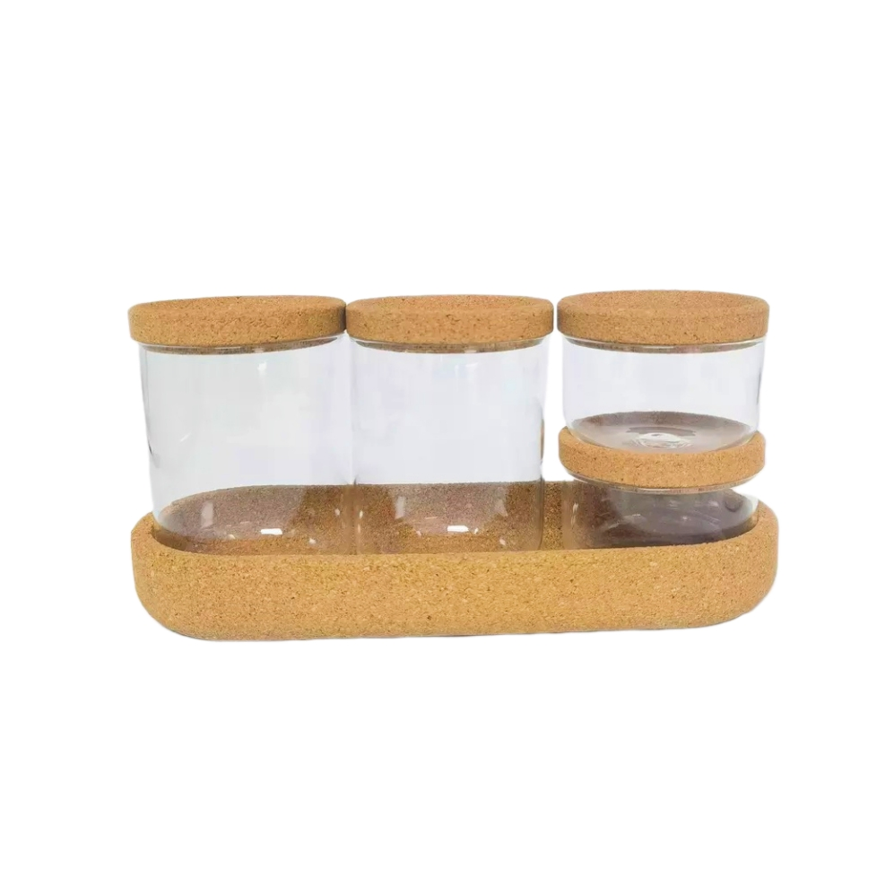 Best Sale Premium Qaulity Glass Containers with Cork Tray and Lids