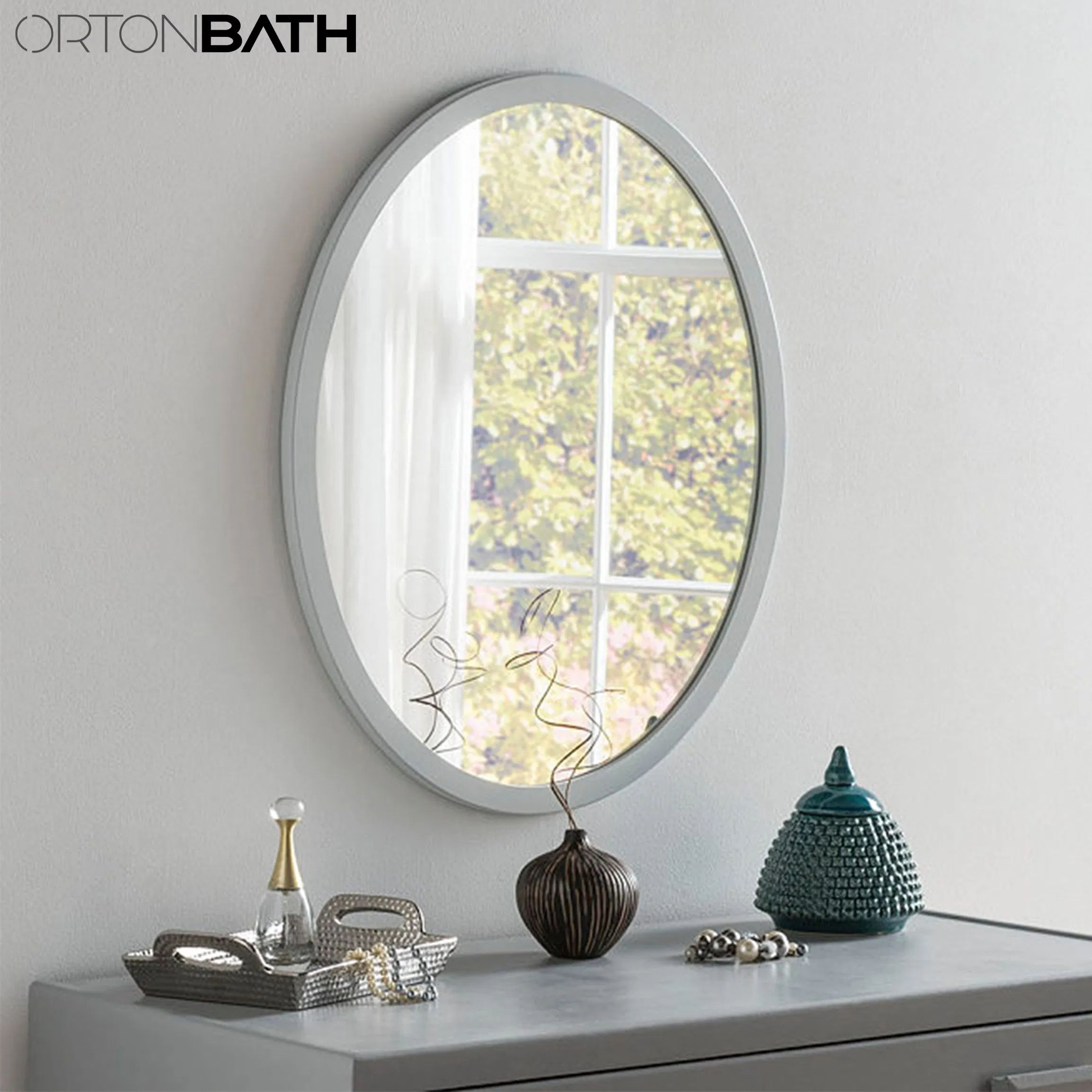 Ortonbath Oval Mirror 24X36,Black Bathroom Mirror,Large Vanity Mirror for Wall, Metal Frame Pill Mirror,Wall Mount Decorative Mirror Hang Horizontal or Vertical